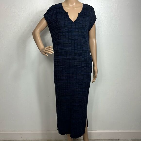 Peruvian Connection Cotton Striped Cap Sleeves Midi Dress Size S - Picture 1 of 9